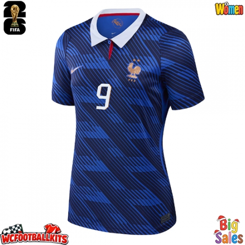 France Marcus Thuram #9 Replica Home Stadium Shirt for Women World Cup 2026 Short Sleeve